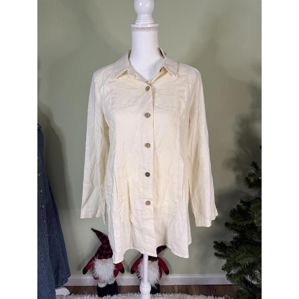 NWT! Simply Noelle Linen Lightweight Button Up Tunic Top Size Small/Medium